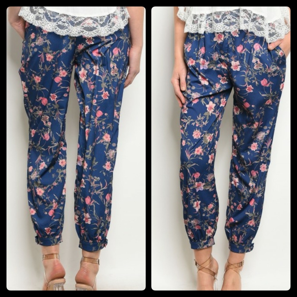 [Last 1!] CLOSET CLOSING Blue Floral Pants Joggers